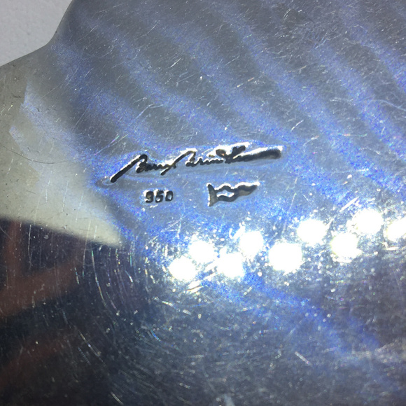 Rare Signed Barry Brinker Sterling Silver Mother of Pearl Flower Necklace - Picture 6 of 7